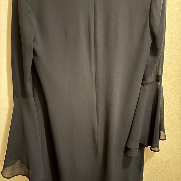 Gorgeous Eliza J Bell Sheer Sleeves VNeck Dark Blue Short Dress Size 2 - Picture 3 of 6